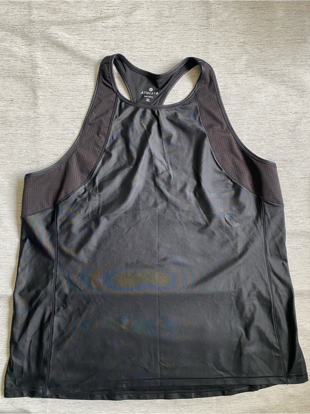 Athleta women’s Black Racerback Tank Top Sleek  Shine Nylon Spandex